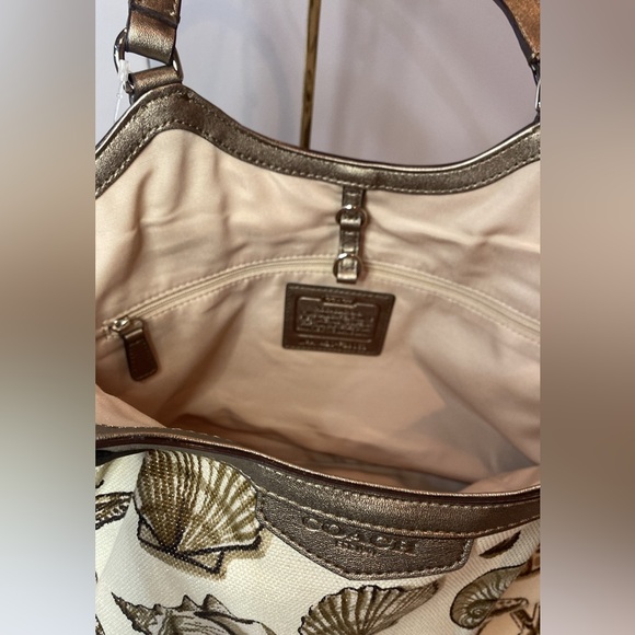 COACH SIGNATURE STRIPE SHELL PRINT large canvas SHOULDER BAG new with tags NWT - Picture 8 of 13